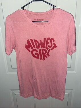 Midwest Girl Pink Short Sleeve Tee with heart
